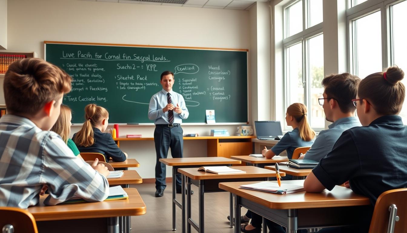 Students studying together in modern classroom